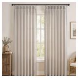 Jainmy Natural Linen Pinch Pleated Curtains 90 inc