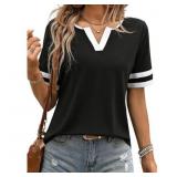 Eytino T Shirts for Women Color Block Tops Short S