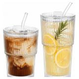 ONLY ONE GLASS STRAW Ribbed Glass Tumbler Drinking