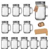 TANGLONG 12PCS 16oz Mason Jars With Handle and Lid