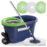 SUGARDAY Spin Mop and Bucket with Wringer Set for