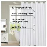 EurCross White Fabric Shower Curtain, 72"x 72" Wat