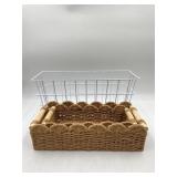 Lot of baskets , 2-wicker/wooden baskets with hand