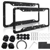Timtin 2 Pcs Bling License Plate Frame Sparkly Rhi