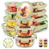 36 Pcs Glass Food Storage Containers with Tempered