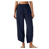 Med Anygrew Womens Baggy Wide Leg Pants Elastic Wa