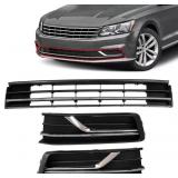 3PCS Front Bumper Lower Grille & Front Grill Fog L