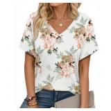 Fantaslook V Neck T Shirts for Women Floral Summer