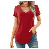 Large JYLFC Womens V Neck T-Shirts Short Sleeve To