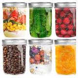 Miuyhji 16 oz Wide Mouth Glass Mason Jars with Lid