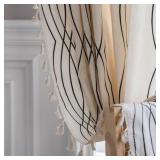 84" Turkio Cotton Linen Curtains with Geometric Bl