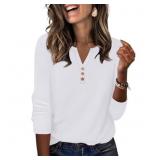 Size Medium WIHOLL 3/4 Length Sleeve V Neck Blouse
