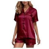 Size Small Satin Pajama Set for Women 2 Pcs Womens