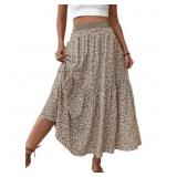 XL TEMOFON Womens Maxi Skirt Tiny Floral Casual El