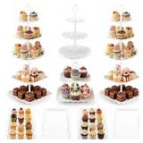 TINANA 10 PCS Plastic Cake and Cupcake Stand Set,