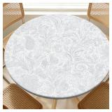 Lot of 3, Round Fitted Table Cloth with Elastic Fi