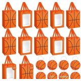 Sunnymove 12 Pcs Basketball Gift Bags with Clear W