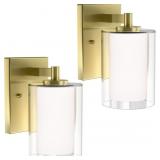 Wall Sconces Set of Two: Bathroom Sconce of 2, Gol