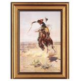 (LOT OF FOUR) Vintage Gold Framed Cowboy Canvas Wa
