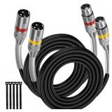 XLR Cables 15FT 2 Pack, Heavy Duty Oxygen-Free Cop