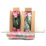 LOT OF 3 pink Artificial Faux Flowers Plants for i