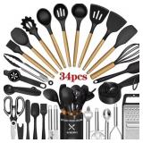 Kitchen Utensil Set, AOKIWO 34Pieces Silicone Cook
