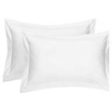 Solid Pillow Sham Set of 2, King 20x36 White, 2" F