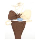 Size Large Lizens two-piece bikini features a brow