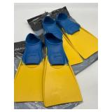 Lot of 2, FINIS Long Floating Fin in Blue/Yellow,