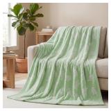 Horaldaily Green Leaves Shape 3D Textured Throw Bl