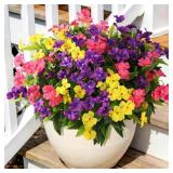 Artificial Impatiens Flowers for Outdoors, 6 PCS U