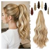 FELENDY 16" Ponytail Extension Long Curly Wavy Pon