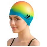 LOT OF 4 Oversized Silicone Swim Cap for Women Men
