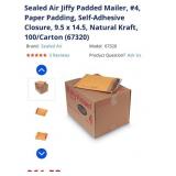 Sealed Air Jiffy Padded Mailer, #4, Paper Padding,