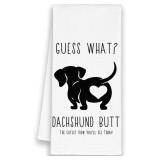 LOT OF 4 Funny Dog Dachshund Kitchen Towels, Cute