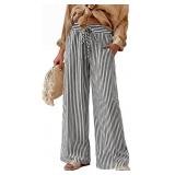 Size large Womens Striped Wide Leg Palazzo Pants H