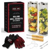 AVIEUS Grill Rolling Grill Basket | Rolling Grilli