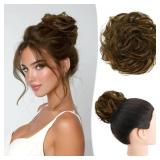 RUWISS Messy Bun Hair Piece Human Hair Messy Rose