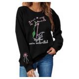 Size XL Witch Musical Embroidery Sweatshirt Women