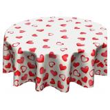 Red Hearts Round Tablecloth 60 Inch,Love Romantic