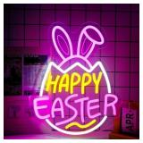 Easter Neon Sign Happy Easter Bunny LED Light Dimm