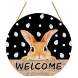 LOT OF 3  Easter Theme Wooden Hanging Sign, Polka