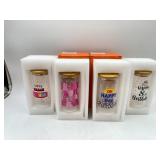 LOT OF 6 glass 20 oz tumblers with lids and straws