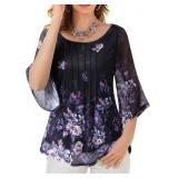 Size Large Youtalia Womens 3/4 Sleeve Floral Tunic