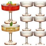 Teenyyou 12Pcs Ribbed Vintage Coupe Glasses 7 oz M