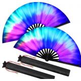 Lot Of 2 Boao 2 Pcs Large Rave Folding Fans for Li