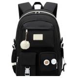 Teen Girls School Black Backpack 15.6 Inch Laptop