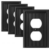 LOT OF 4  Black Natural Material Duplex Receptacle