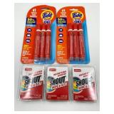 6 tide to go pens and 3 packs of shout wipes
