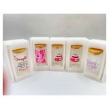 Lot of 5   glass 20 oz tumblers with lid and straw